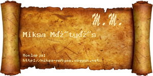 Miksa Mátyás névjegykártya